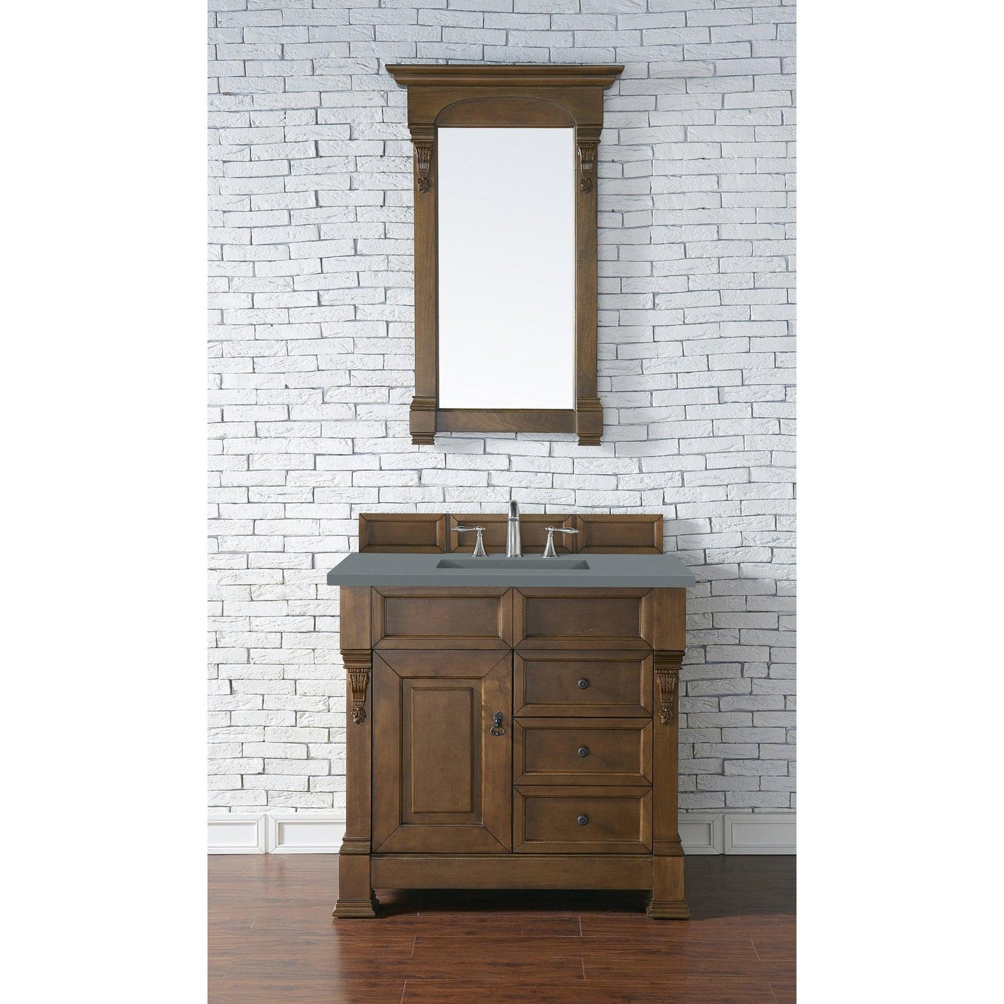 James Martin Vanities Brookfield 36" Country Oak Single Vanity With 3cm Cala Blue Quartz Top