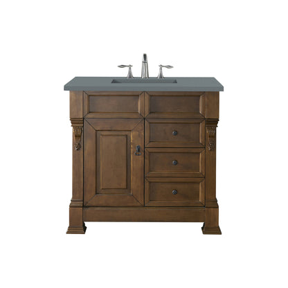 James Martin Vanities Brookfield 36" Country Oak Single Vanity With 3cm Cala Blue Quartz Top