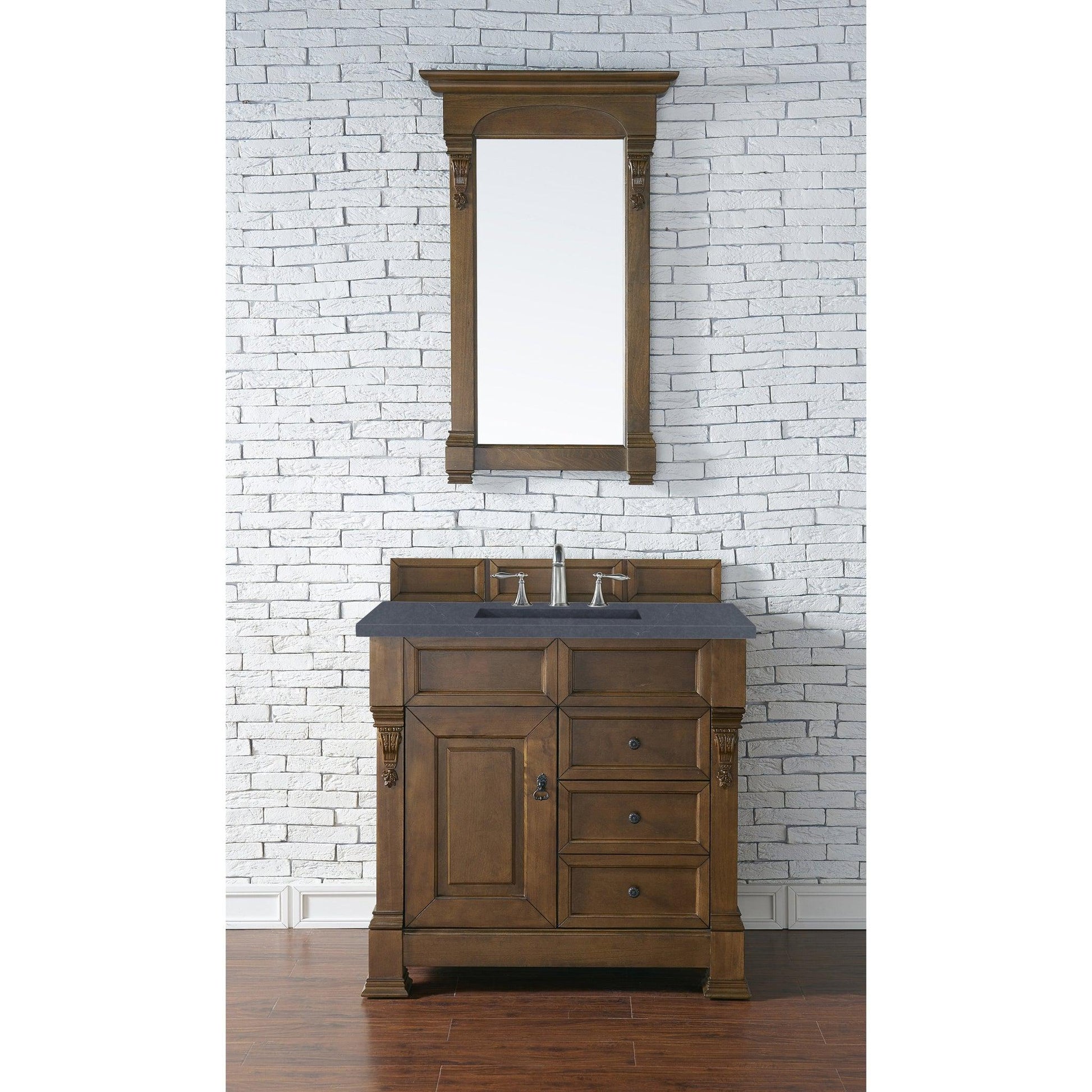 James Martin Vanities Brookfield 36" Country Oak Single Vanity With 3cm Charcoal Soapstone Quartz Top