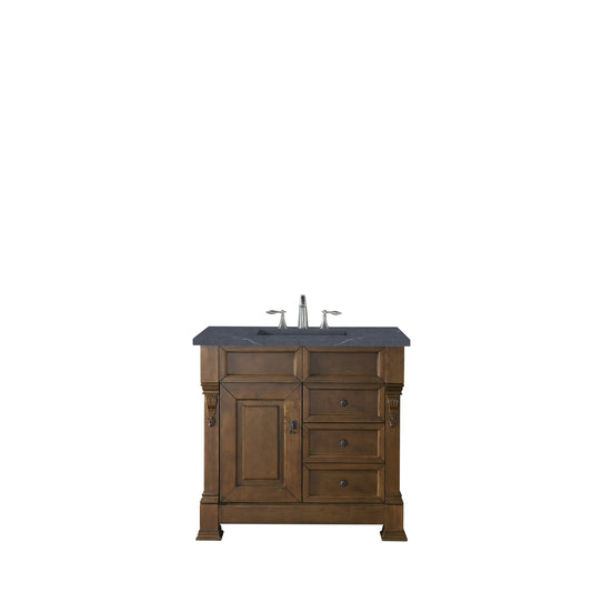 James Martin Vanities Brookfield 36" Country Oak Single Vanity With 3cm Charcoal Soapstone Quartz Top