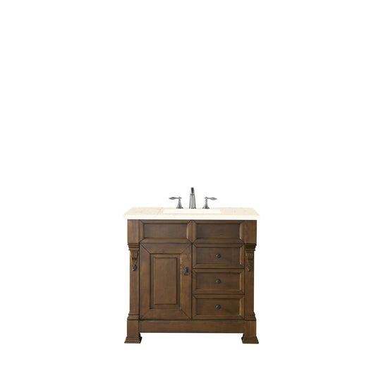 James Martin Vanities Brookfield 36" Country Oak Single Vanity With 3cm Eternal Marfil Quartz Top