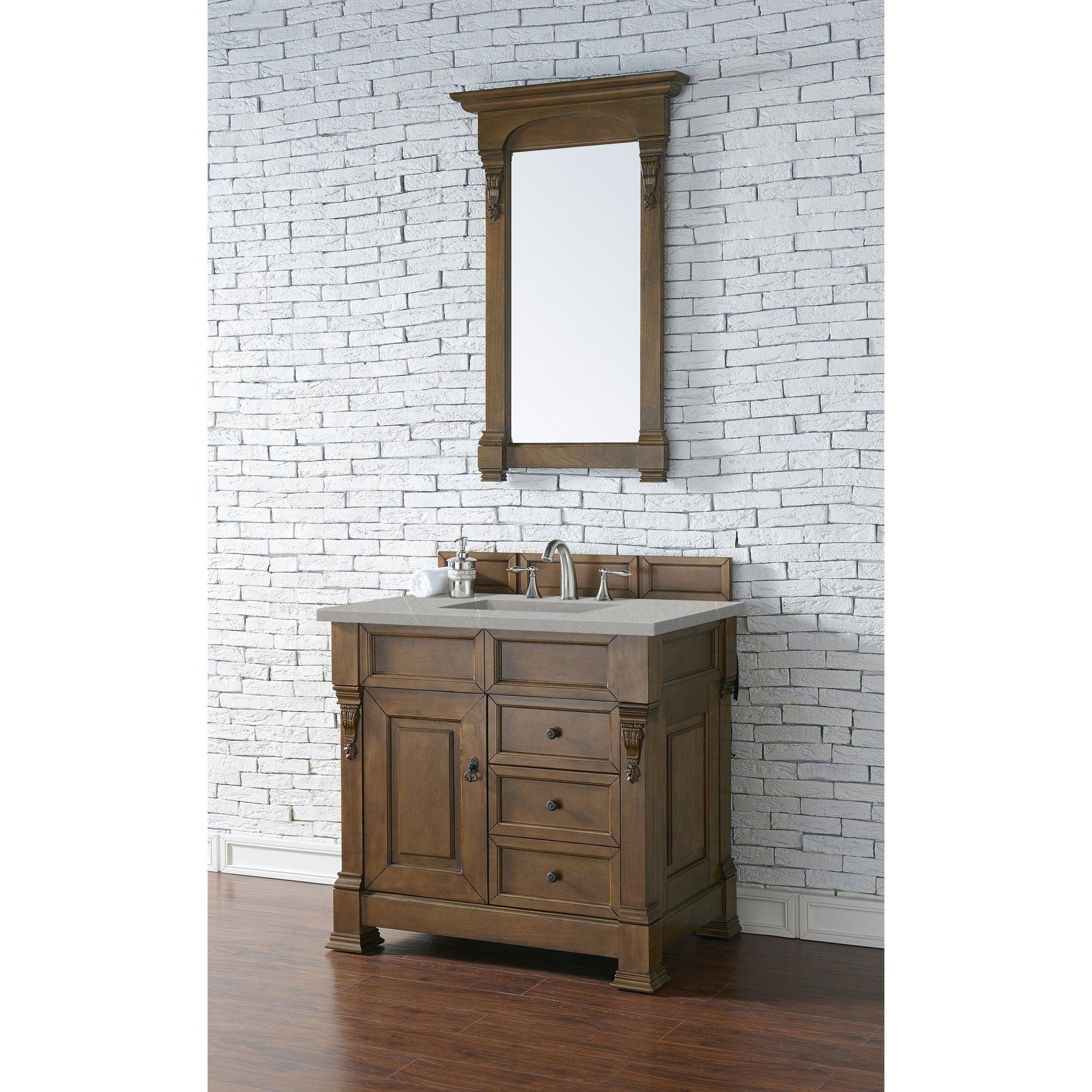 James Martin Vanities Brookfield 36" Country Oak Single Vanity With 3cm Eternal Serena Quartz Top