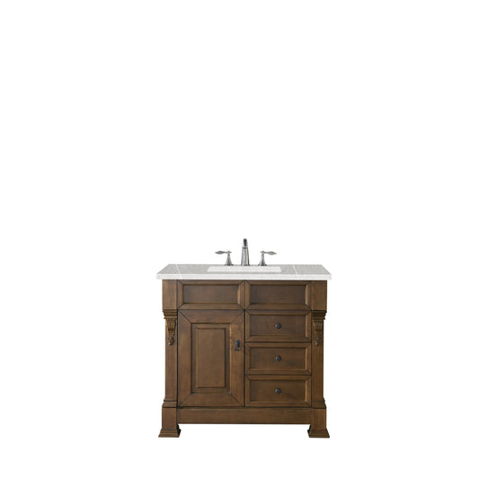 James Martin Vanities Brookfield 36" Country Oak Single Vanity With 3cm Eternal Serena Quartz Top