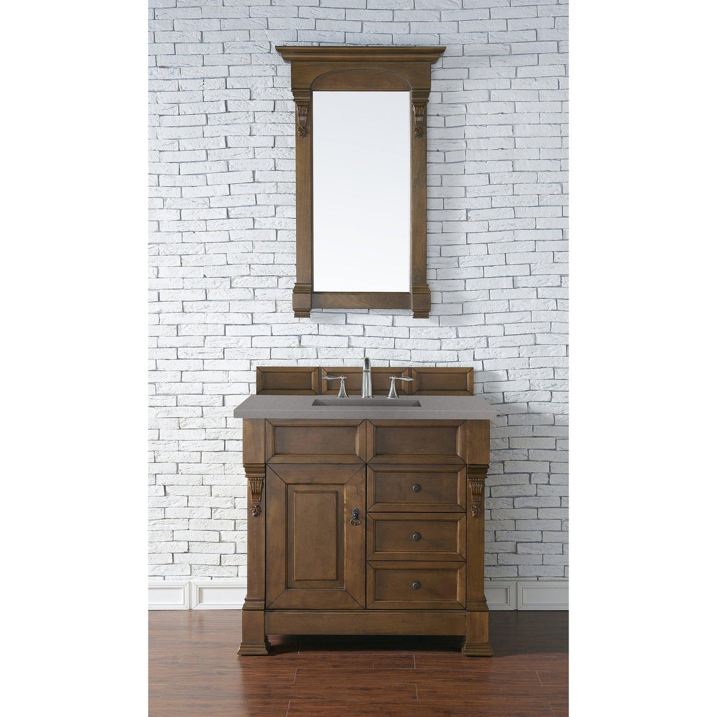 James Martin Vanities Brookfield 36" Country Oak Single Vanity With 3cm Grey Expo Quartz Top