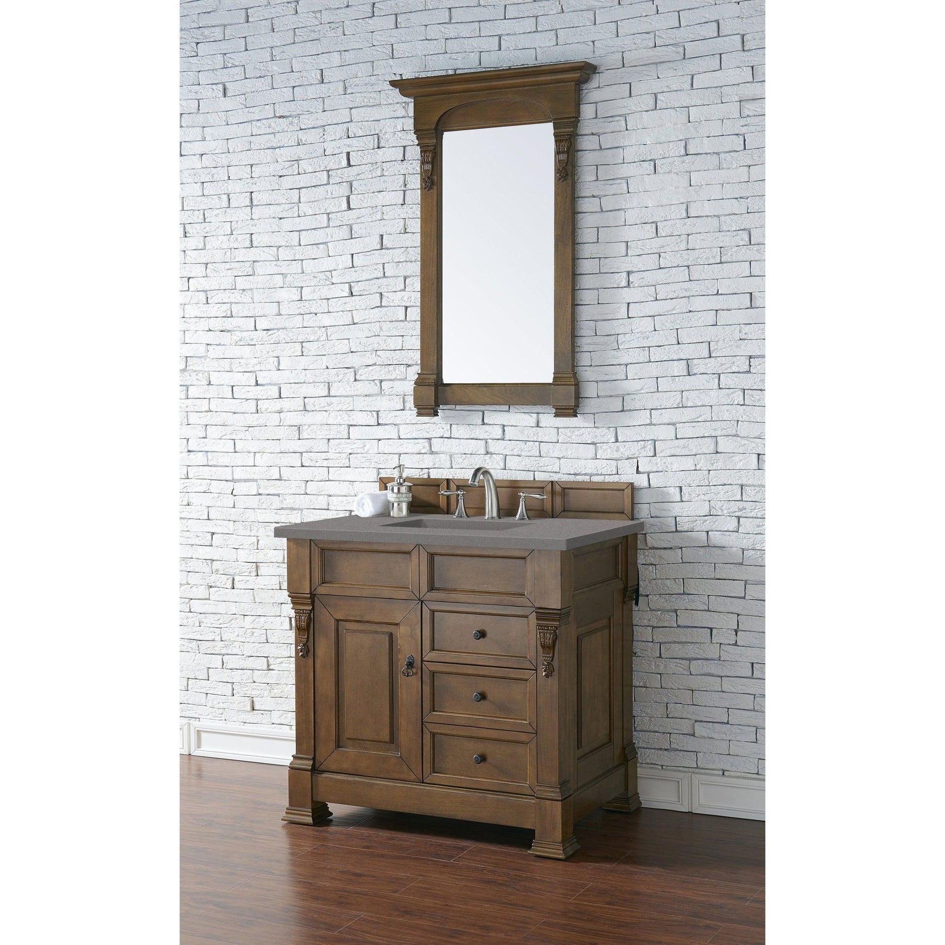 James Martin Vanities Brookfield 36" Country Oak Single Vanity With 3cm Grey Expo Quartz Top