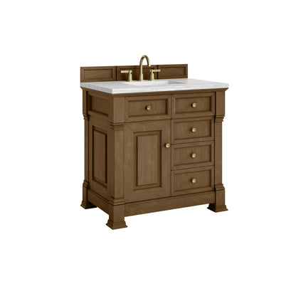 James Martin Vanities Brookfield 36" Honey Oak Single Vanity With 3cm Arctic Fall Solid Surface Top