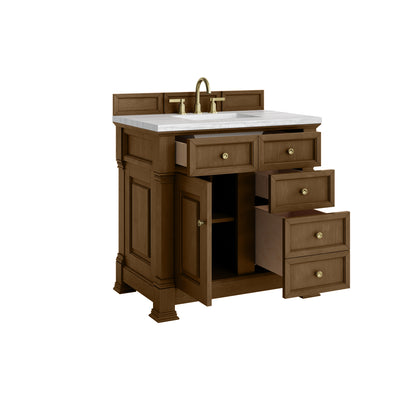 James Martin Vanities Brookfield 36" Honey Oak Single Vanity With 3cm Arctic Fall Solid Surface Top