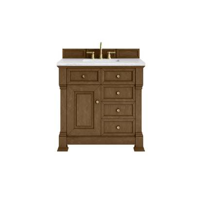 James Martin Vanities Brookfield 36" Honey Oak Single Vanity With 3cm Arctic Fall Solid Surface Top