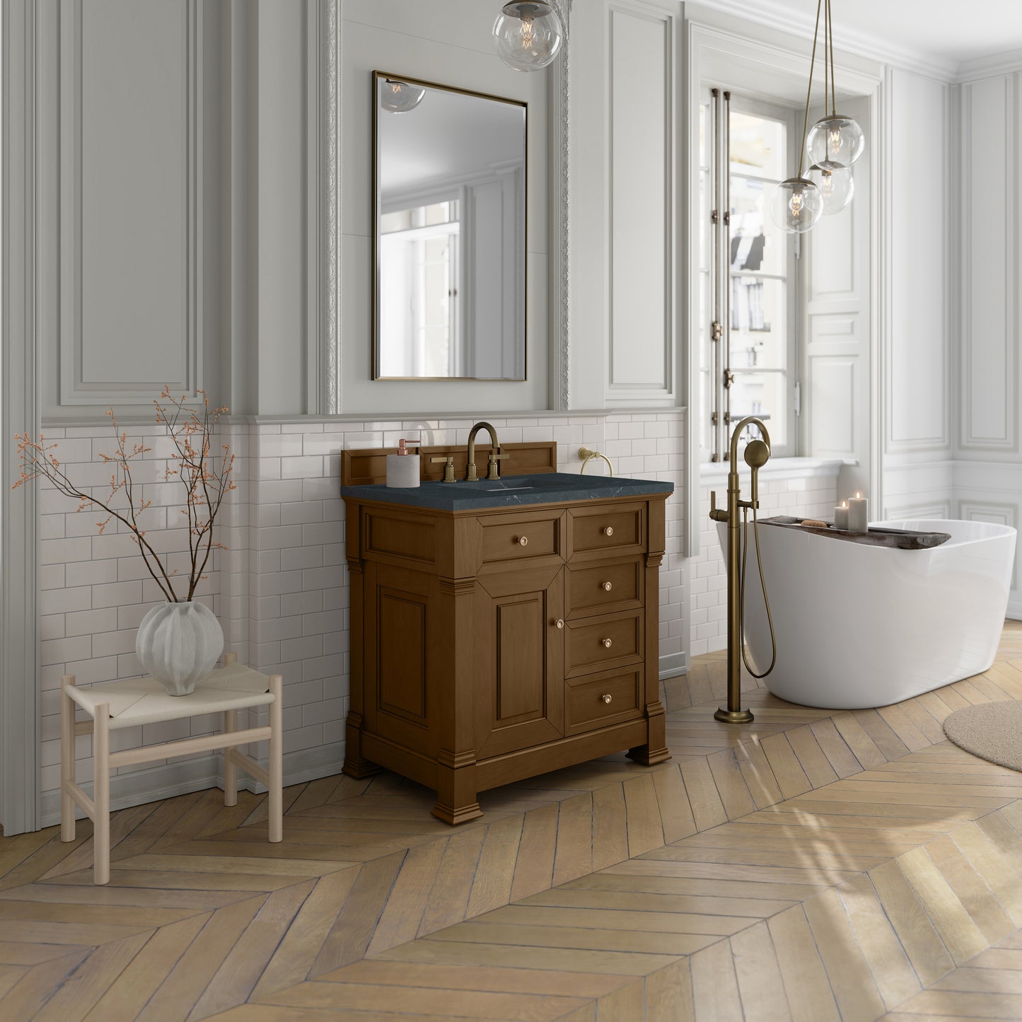 James Martin Vanities Brookfield 36" Honey Oak Single Vanity With 3cm Charcoal Soapstone Silestone Top
