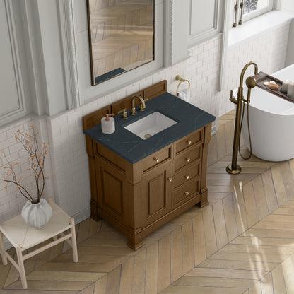 James Martin Vanities Brookfield 36" Honey Oak Single Vanity With 3cm Charcoal Soapstone Silestone Top