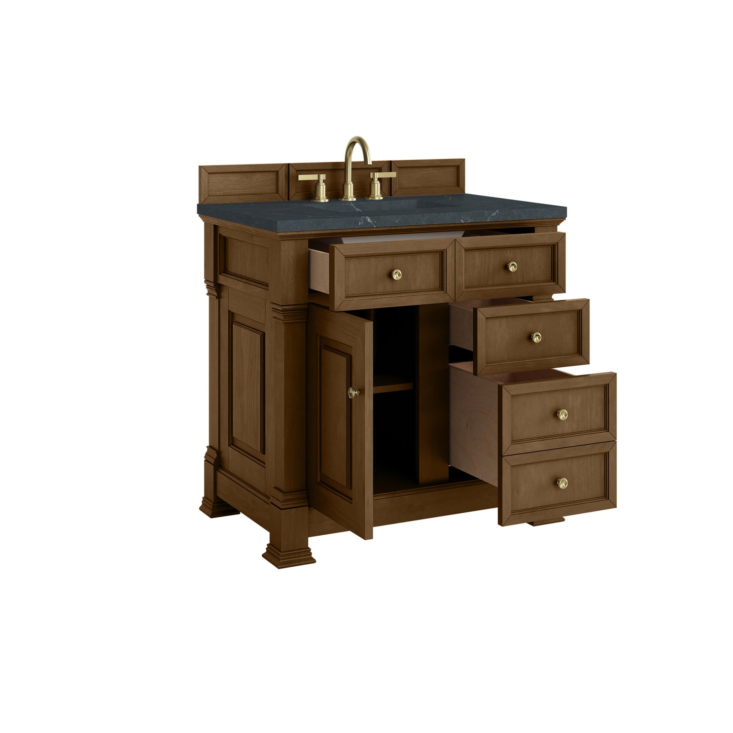 James Martin Vanities Brookfield 36" Honey Oak Single Vanity With 3cm Charcoal Soapstone Silestone Top