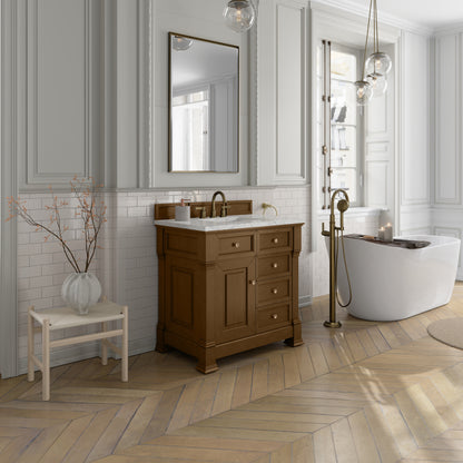 James Martin Vanities Brookfield 36" Honey Oak Single Vanity With 3cm Eternal Jasmine Pearl Silestone Top