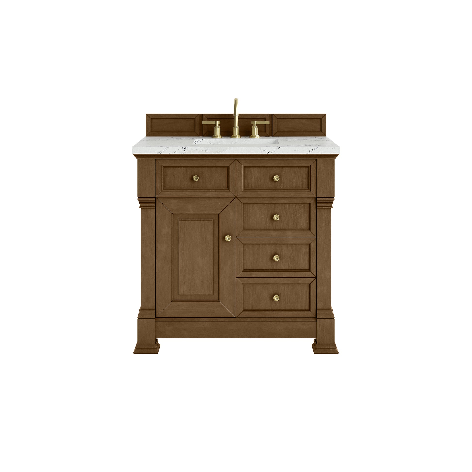 James Martin Vanities Brookfield 36" Honey Oak Single Vanity With 3cm Ethereal Noctis Silestone Top