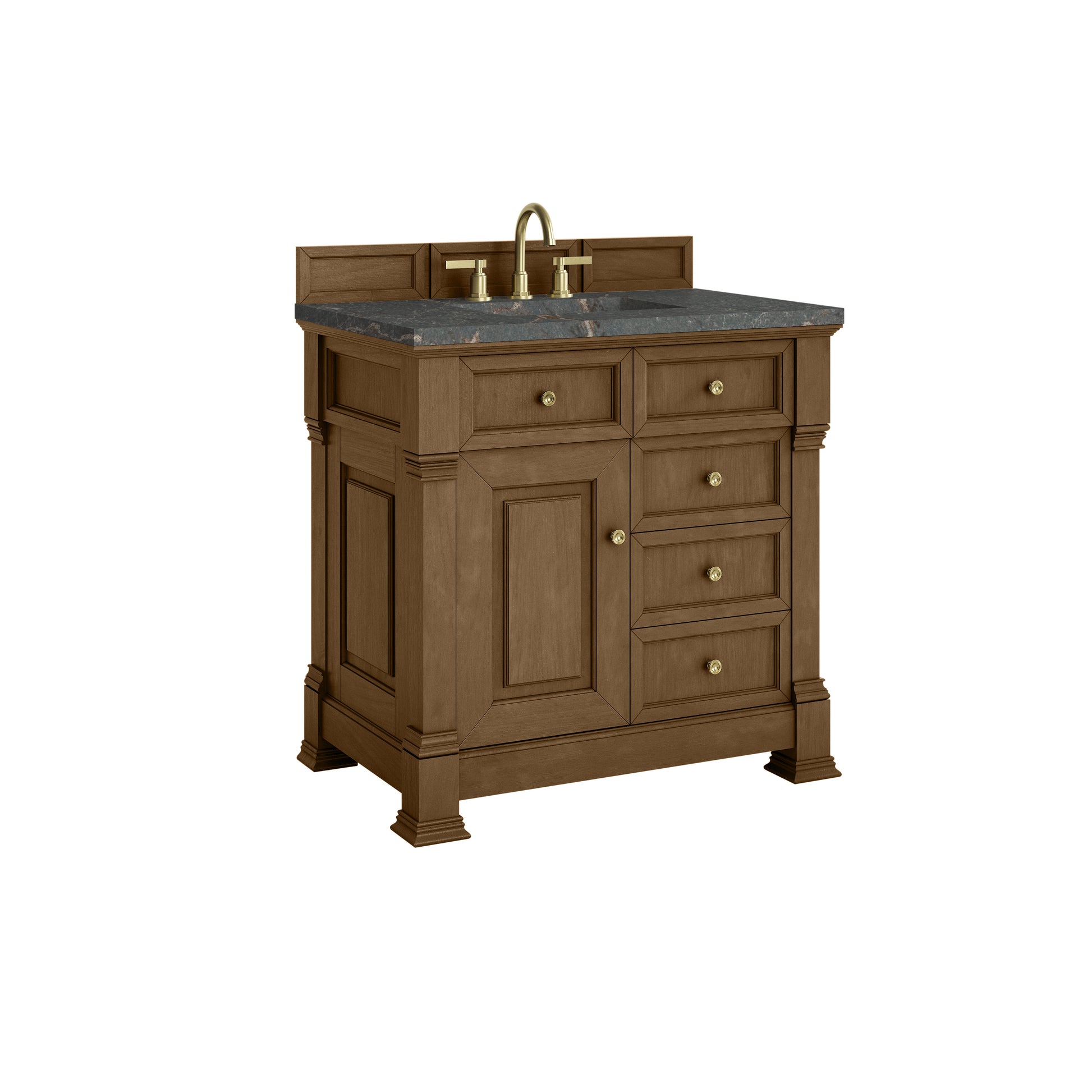 James Martin Vanities Brookfield 36" Honey Oak Single Vanity With 3cm Parisien Bleu Silestone Top