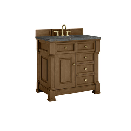 James Martin Vanities Brookfield 36" Honey Oak Single Vanity With 3cm Parisien Bleu Silestone Top