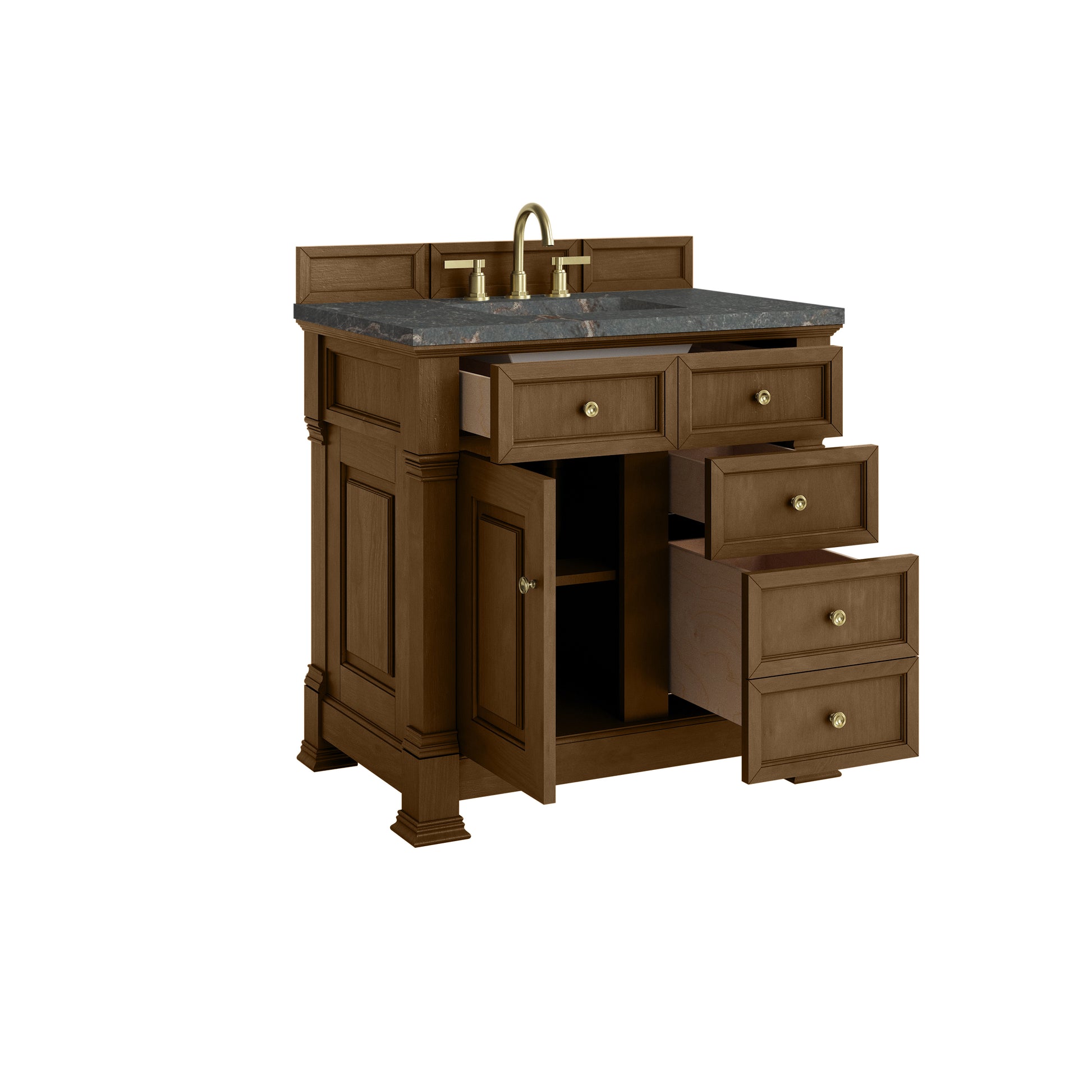 James Martin Vanities Brookfield 36" Honey Oak Single Vanity With 3cm Parisien Bleu Silestone Top