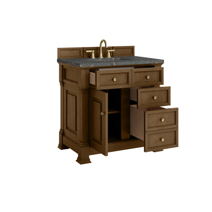 James Martin Vanities Brookfield 36" Honey Oak Single Vanity With 3cm Parisien Bleu Silestone Top