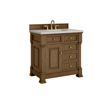 James Martin Vanities Brookfield 36" Honey Oak Single Vanity With 3cm Victorian Silver Silestone Top