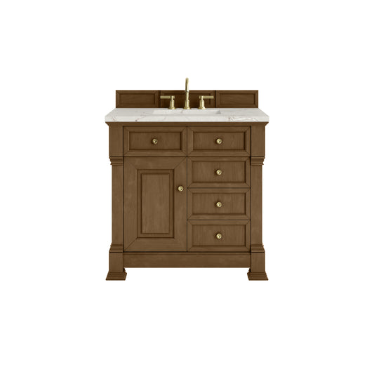 James Martin Vanities Brookfield 36" Honey Oak Single Vanity With 3cm Victorian Silver Silestone Top