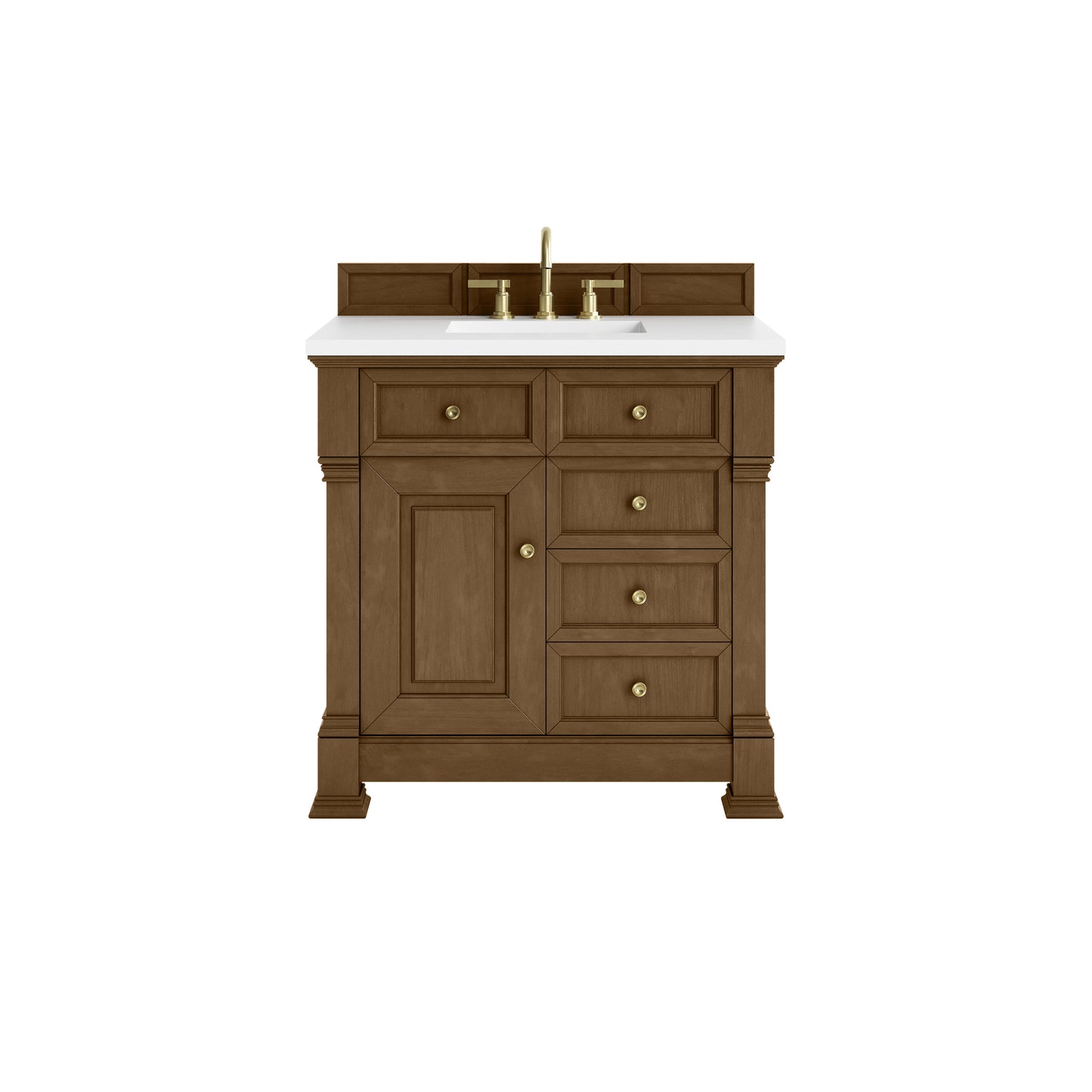 James Martin Vanities Brookfield 36" Honey Oak Single Vanity With 3cm White Zeus Silestone Top