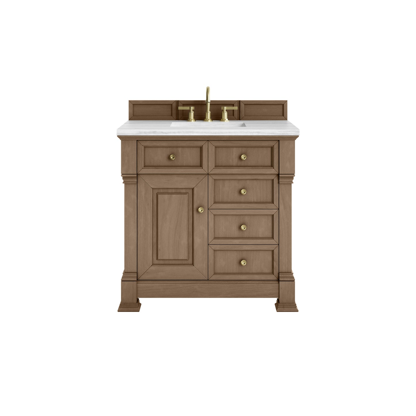 James Martin Vanities Brookfield 36" Pecan Single Vanity With 3cm Arctic Fall Solid Surface Top
