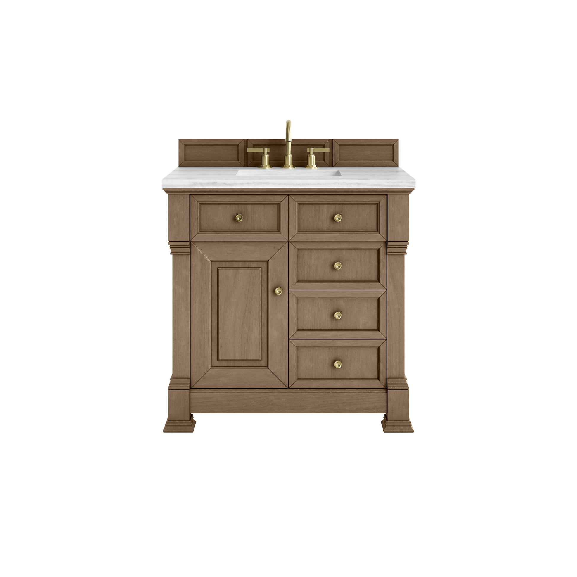 James Martin Vanities Brookfield 36" Pecan Single Vanity With 3cm Arctic Fall Solid Surface Top
