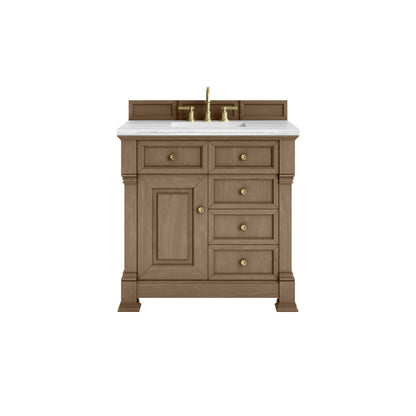 James Martin Vanities Brookfield 36" Pecan Single Vanity With 3cm Arctic Fall Solid Surface Top