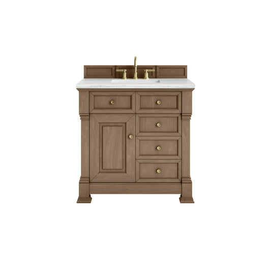 James Martin Vanities Brookfield 36" Pecan Single Vanity With 3cm Arctic Fall Solid Surface Top