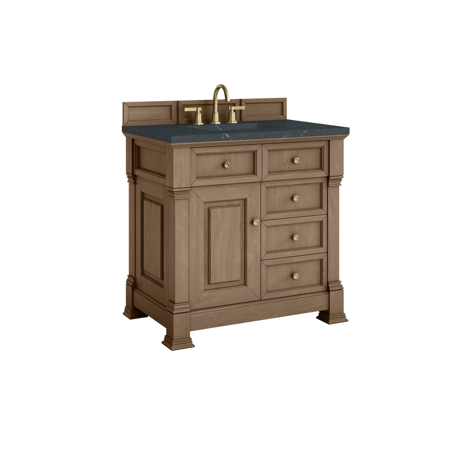 James Martin Vanities Brookfield 36" Pecan Single Vanity With 3cm Charcoal Soapstone Silestone Top