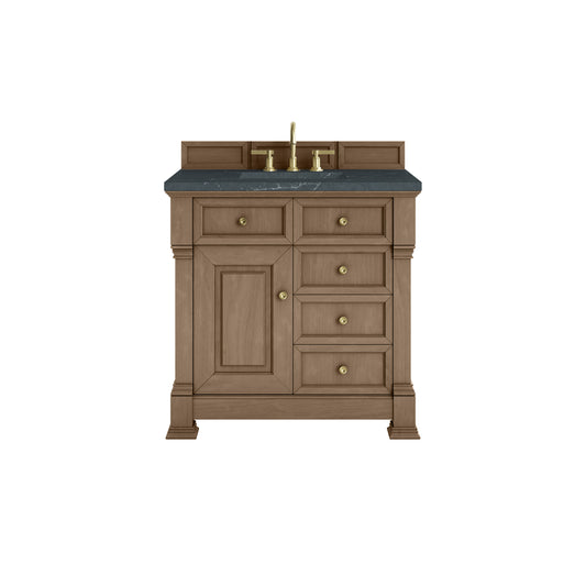 James Martin Vanities Brookfield 36" Pecan Single Vanity With 3cm Charcoal Soapstone Silestone Top
