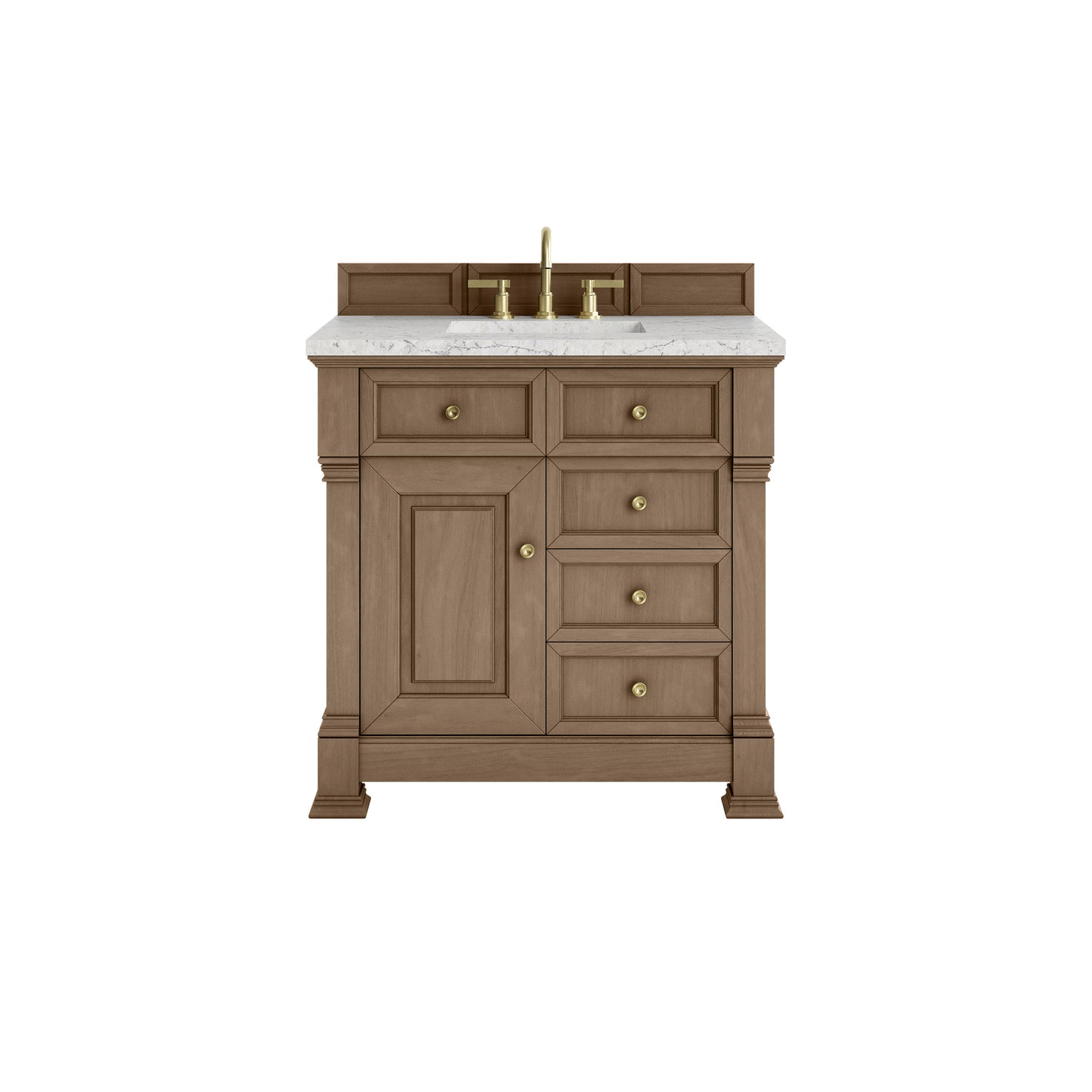 James Martin Vanities Brookfield 36" Pecan Single Vanity With 3cm Eternal Jasmine Pearl Silestone Top