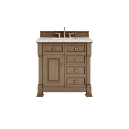James Martin Vanities Brookfield 36" Pecan Single Vanity With 3cm Eternal Jasmine Pearl Silestone Top