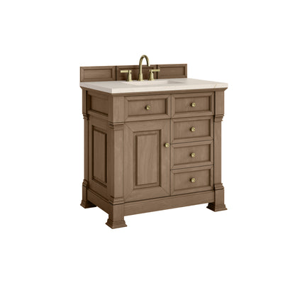 James Martin Vanities Brookfield 36" Pecan Single Vanity With 3cm Eternal Marfil Silestone Top