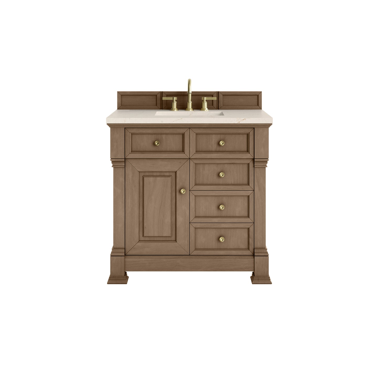 James Martin Vanities Brookfield 36" Pecan Single Vanity With 3cm Eternal Marfil Silestone Top