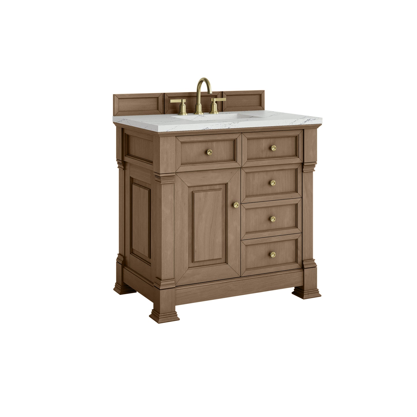 James Martin Vanities Brookfield 36" Pecan Single Vanity With 3cm Ethereal Noctis Silestone Top