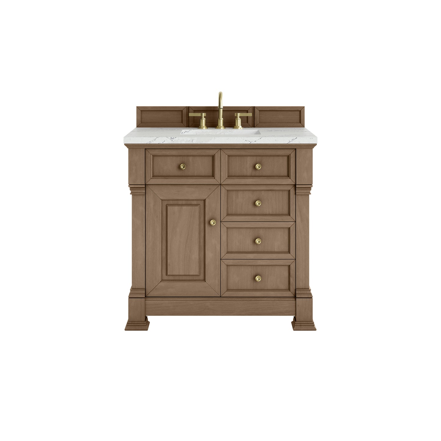 James Martin Vanities Brookfield 36" Pecan Single Vanity With 3cm Ethereal Noctis Silestone Top