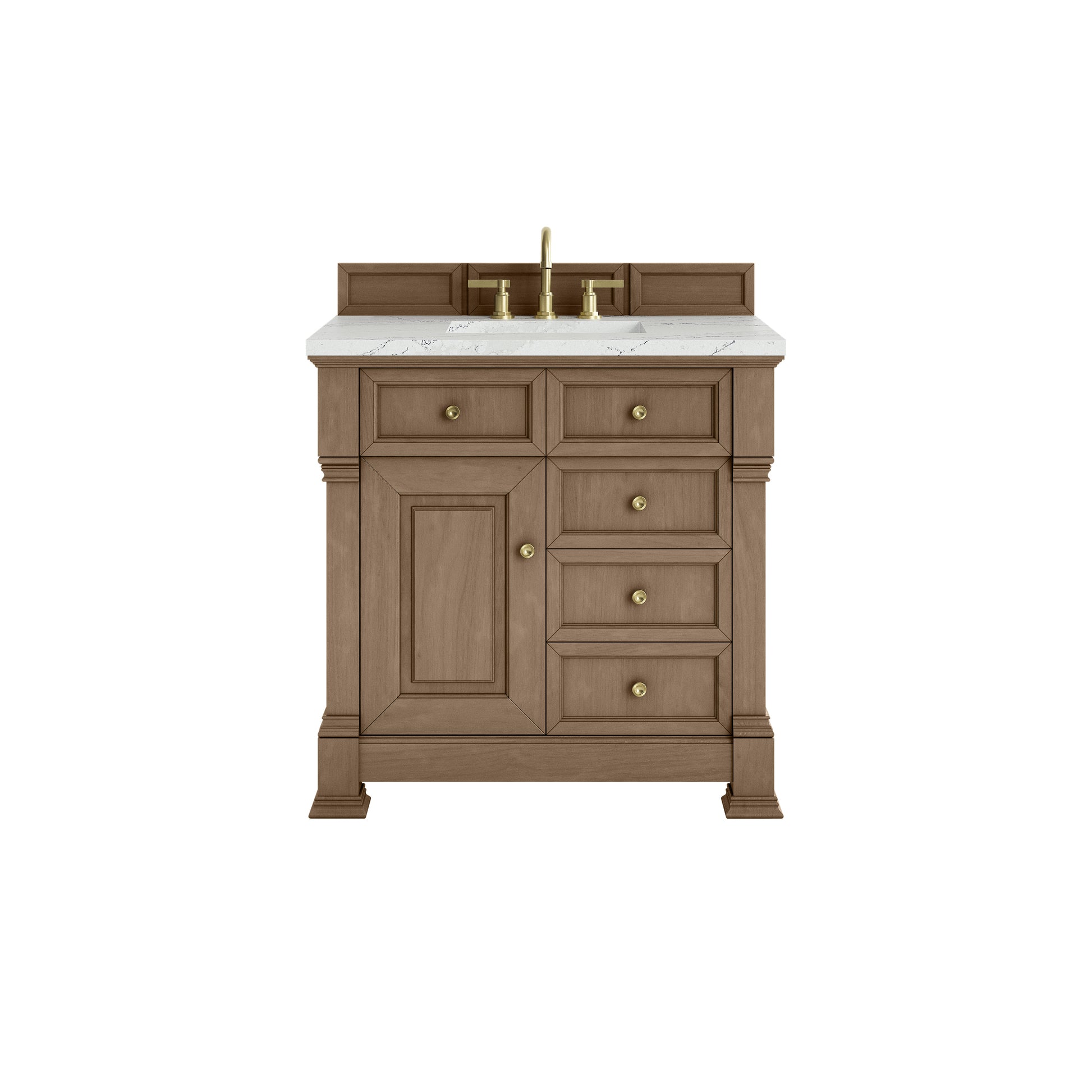 James Martin Vanities Brookfield 36" Pecan Single Vanity With 3cm Ethereal Noctis Silestone Top