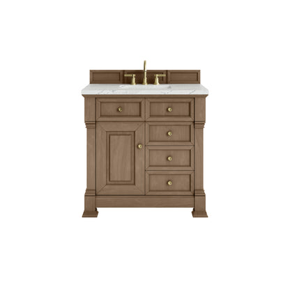 James Martin Vanities Brookfield 36" Pecan Single Vanity With 3cm Ethereal Noctis Silestone Top