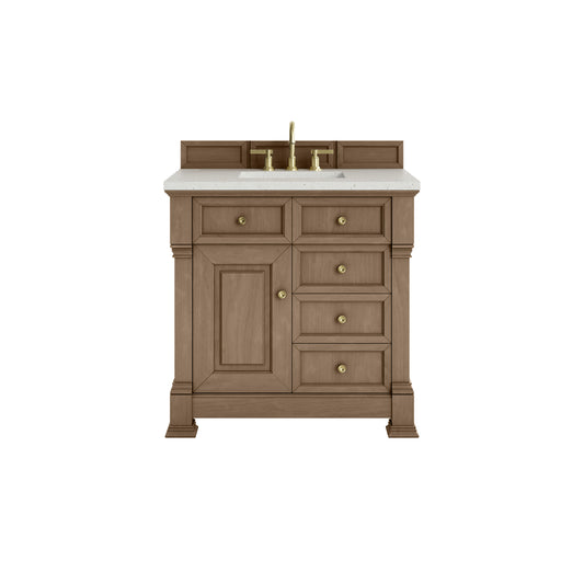 James Martin Vanities Brookfield 36" Pecan Single Vanity With 3cm Lime Delight Silestone Top