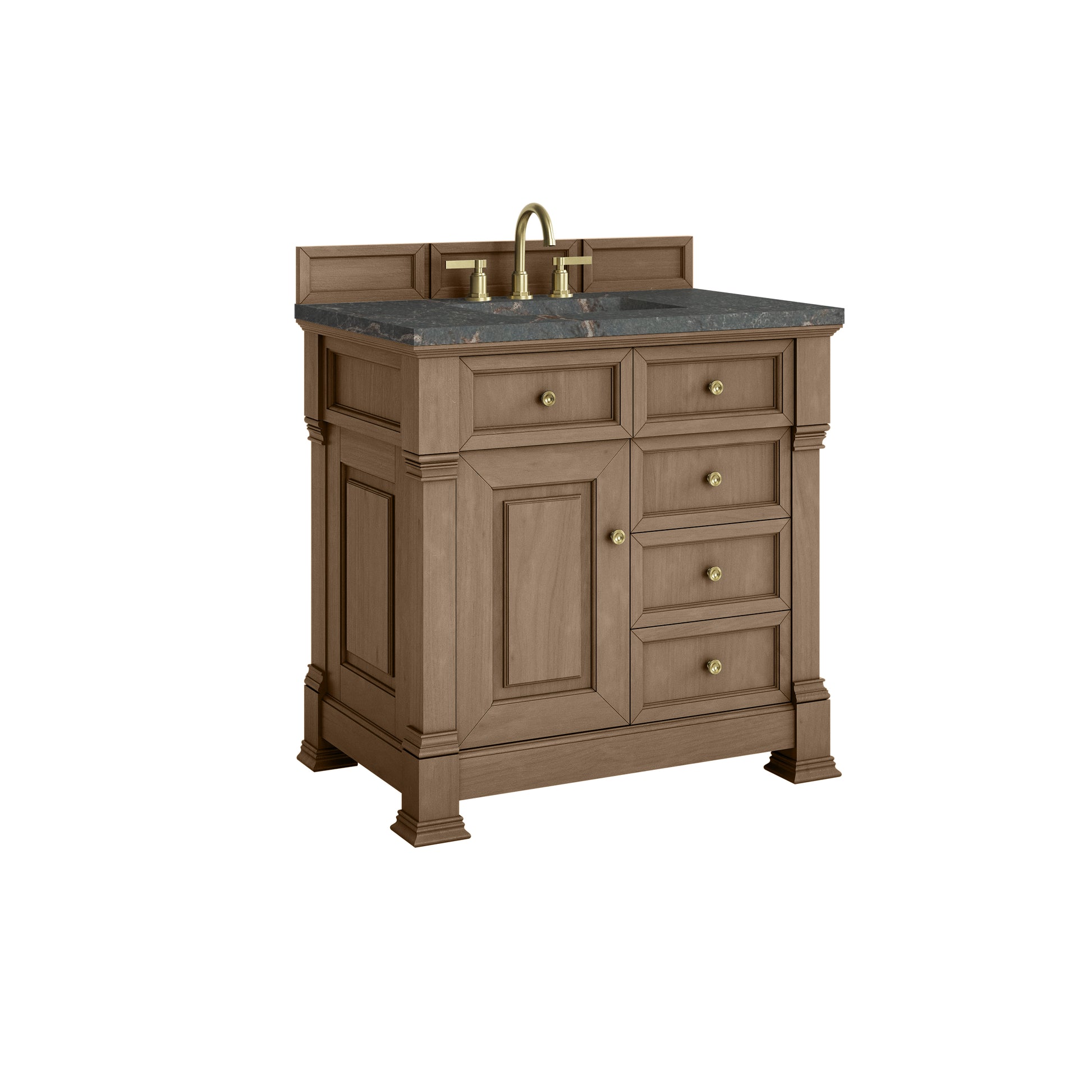 James Martin Vanities Brookfield 36" Pecan Single Vanity With 3cm Parisien Bleu Silestone Top