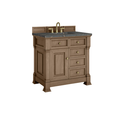 James Martin Vanities Brookfield 36" Pecan Single Vanity With 3cm Parisien Bleu Silestone Top