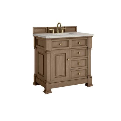 James Martin Vanities Brookfield 36" Pecan Single Vanity With 3cm Victorian Silver Silestone Top