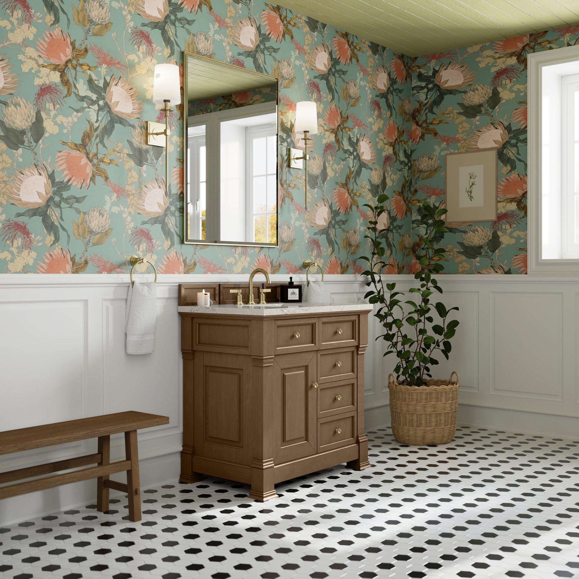 James Martin Vanities Brookfield 36" Pecan Single Vanity With 3cm Victorian Silver Silestone Top