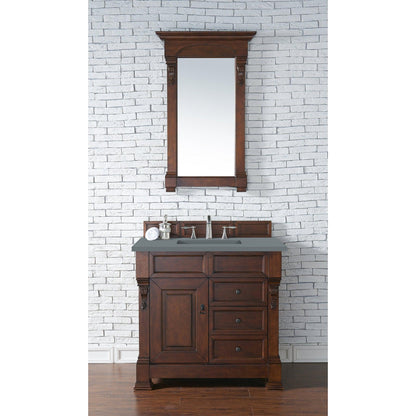 James Martin Vanities Brookfield 36" Warm Cherry Single Vanity With 3cm Cala Blue Quartz Top