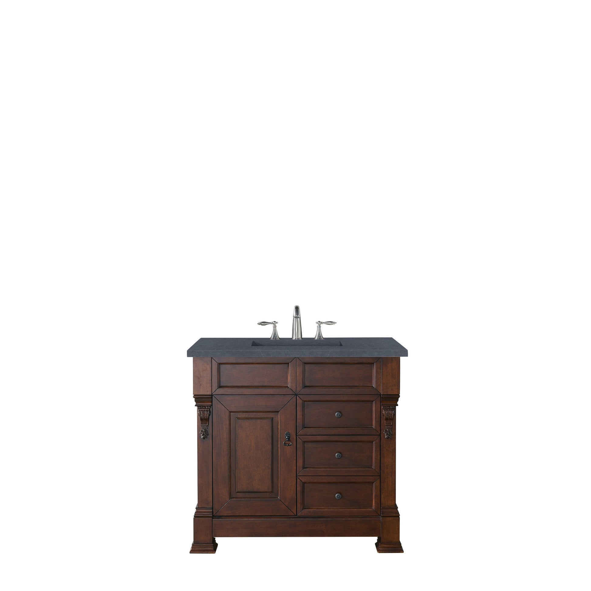 James Martin Vanities Brookfield 36" Warm Cherry Single Vanity With 3cm Charcoal Soapstone Quartz Top