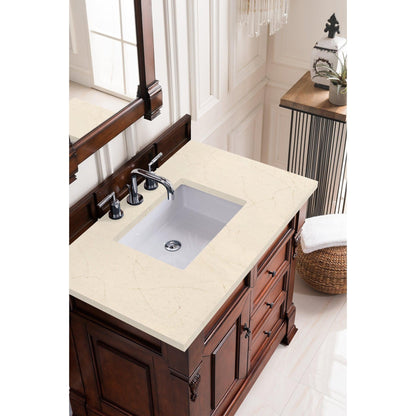 James Martin Vanities Brookfield 36" Warm Cherry Single Vanity With 3cm Eternal Marfil Quartz Top