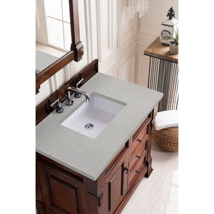 James Martin Vanities Brookfield 36" Warm Cherry Single Vanity With 3cm Eternal Serena Quartz Top