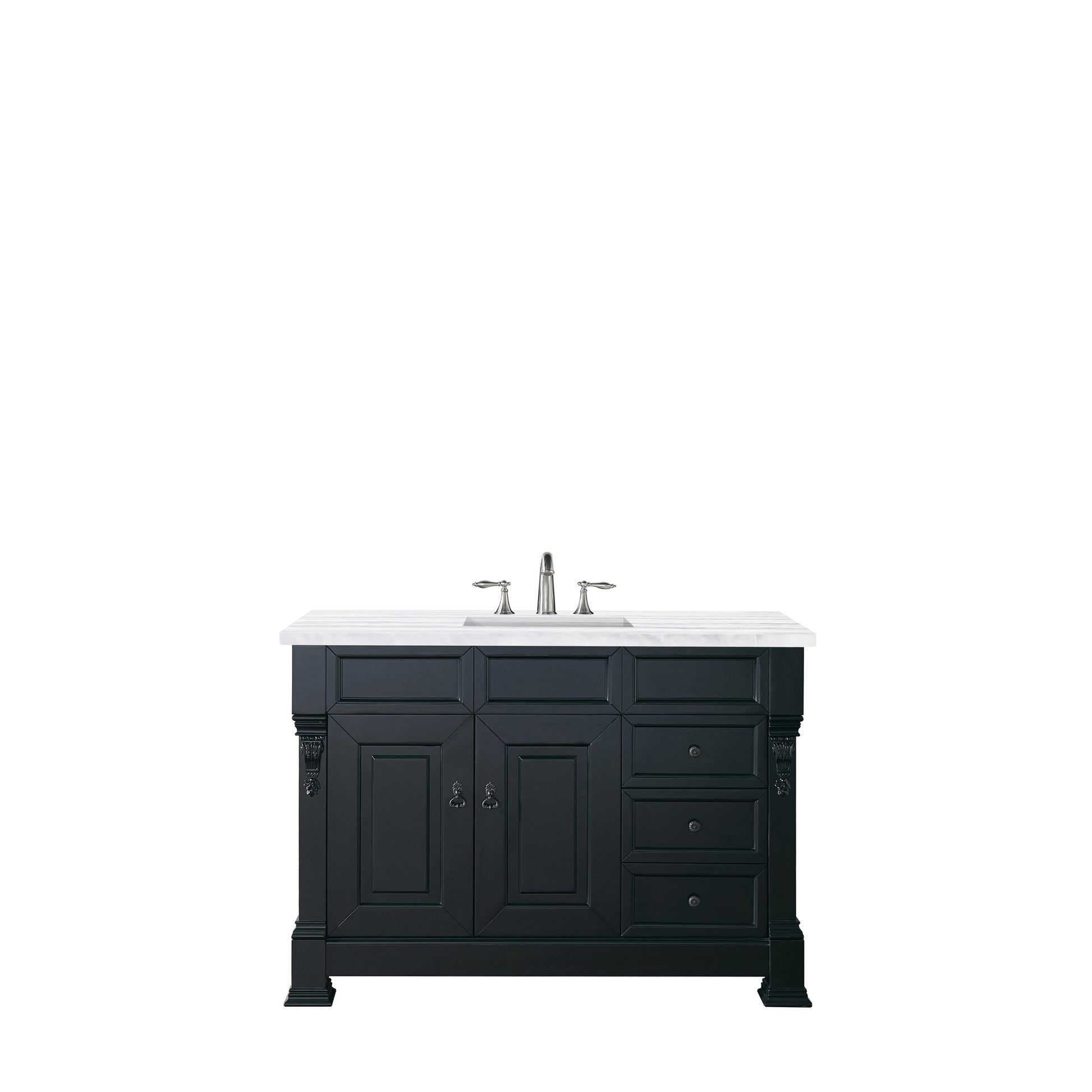 James Martin Vanities Brookfield 48" Antique Black Single Vanity With 3cm Arctic Fall Solid Surface Top