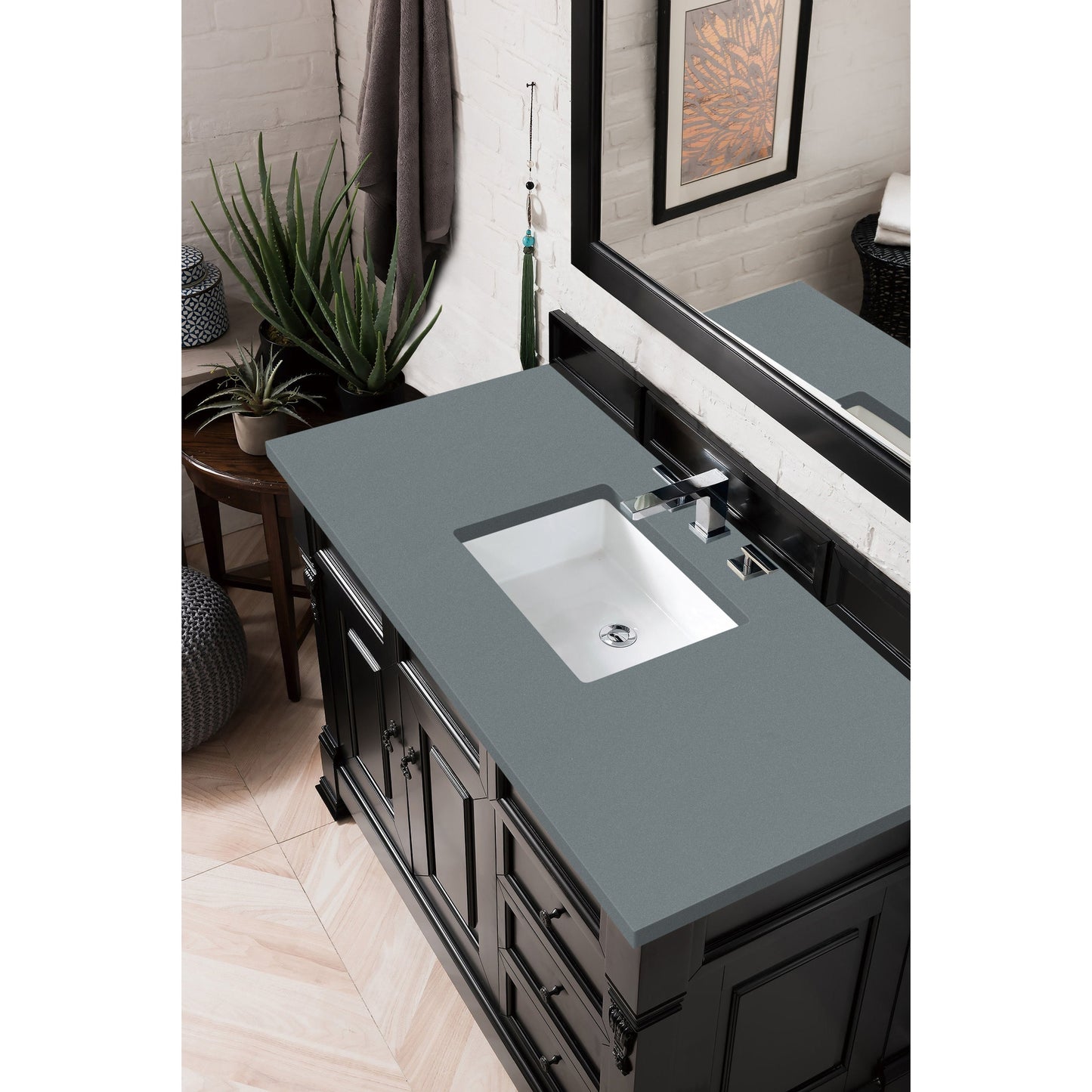 James Martin Vanities Brookfield 48" Antique Black Single Vanity With 3cm Cala Blue Quartz Top