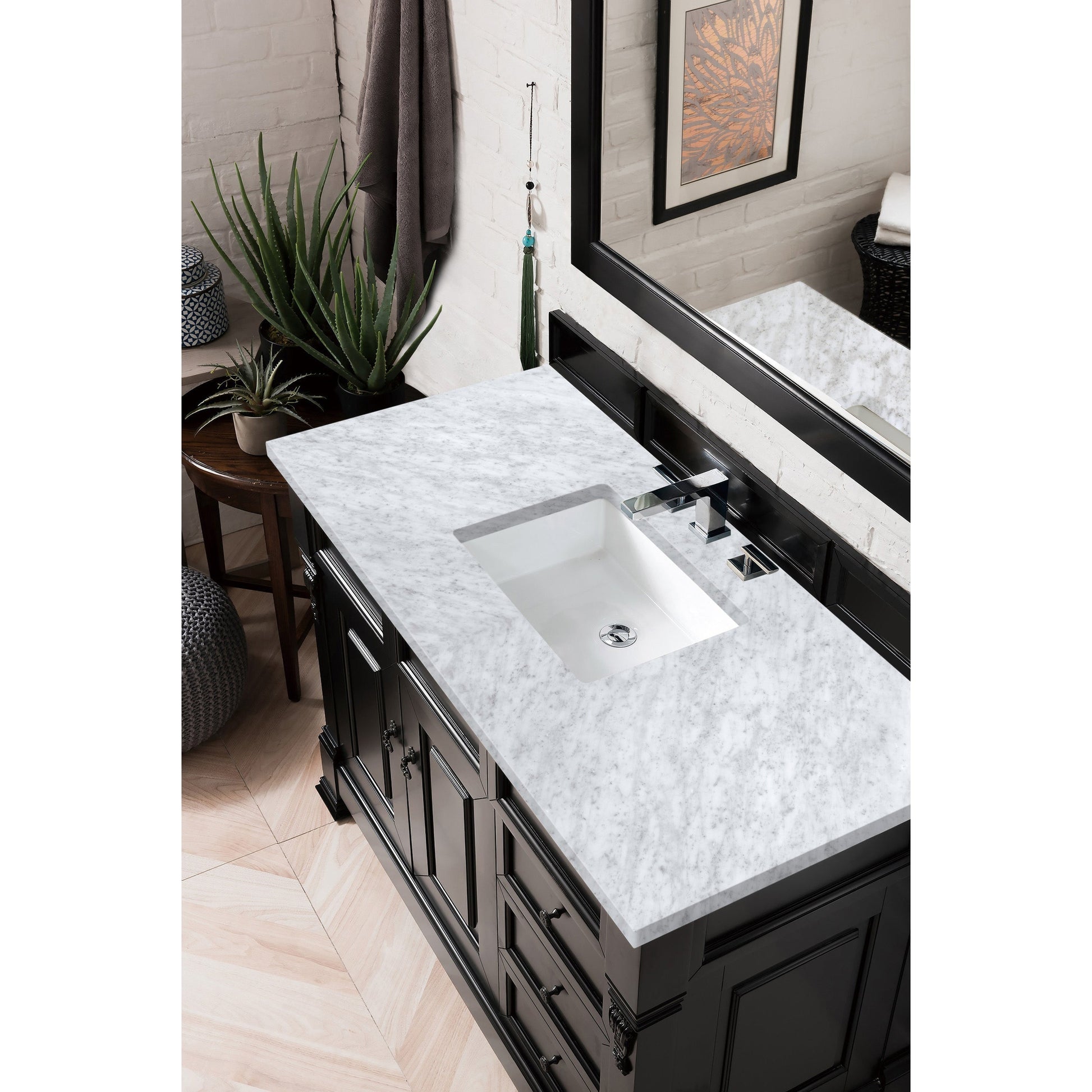 James Martin Vanities Brookfield 48" Antique Black Single Vanity With 3cm Carrara Marble Top